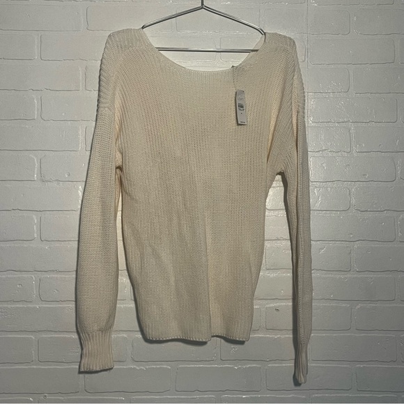 LOFT Sweaters - LOFT Womens Cotton Sweater Cream Crew Neck Sweater Long Sleeves Medium NWT